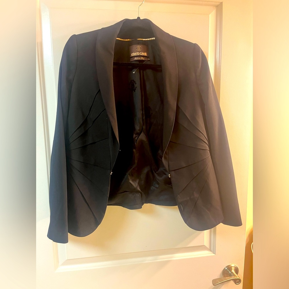 ROBERTO CAVALLI Black Blazer, Size Small — EUC